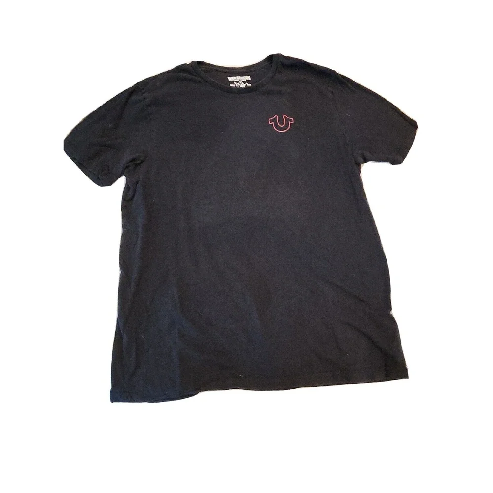 True Religion Buddha Guitar Graphic Black T Shirt Men's Size L Vintage Y2K style